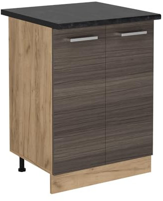Vicco Meuble Bas de Cuisine R-Line, Gris Noble, 60cm, PT Anthracite