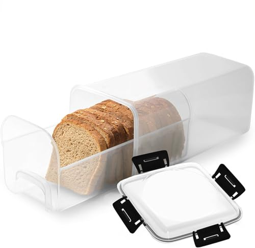 Stgbcst Sistema di cassetto per pane - Contenitore per pane ermetico 33,5 x 14 cm con coperchio per freschezza - Espandibile per pane tostato/pasticcieria - Senza BPA, igienico e poco ingombrante