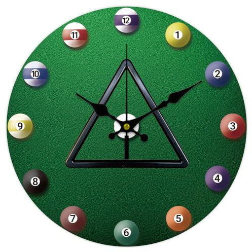 CHGCRAFT 12 Zoll Billard Wanduhr Dreibein Muster Batteriebetriebene Wanduhr Stille Nicht Tickende Runde Dekorative Uhr für Büro Haus Küche Dekor