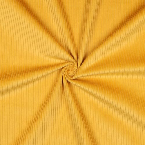 MAGAM-Stoffe Yanis Breitcord Cordstoff 100% Baumwolle Bekleidung Möbel Meterware 50cm (01. Warm gelb)