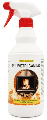 AGRI-CULTURA® | Pulisci Vetro Camino【750 ML】Rimuove Fumo e Fuliggine in pochi secondi | Ideale per Pulizia Vetro Stufa Pellet e Camino a Legna | Azione Rapida, Formula Super Sgrassante.