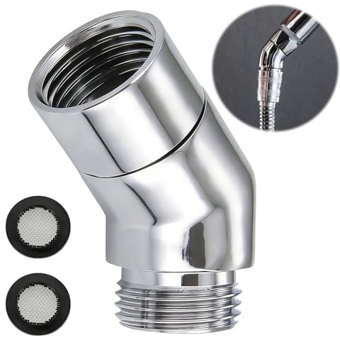 Shower Head Adapter, Solid Alloy 135° Shower Elbow Adapters with G1/2” | Showers Elbow Adapter Coupling Solid Brass Showers Elbows Adaptersfor Bathroom Handheld Fixed Hoses (spinable)