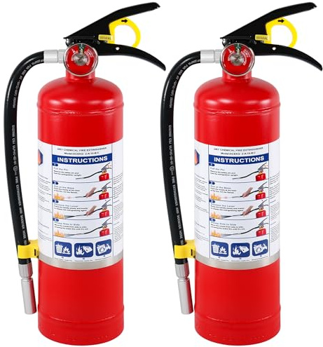 2-Pack ABC Dry Chemical Fire Extinguishers, 5 lb 2A:10B:C Rating for Home, Business, Boat, Truck, Quick Release Handle, Ideal for Electrical & Grease Fires, Car Dry Powder Fire Extinguisher