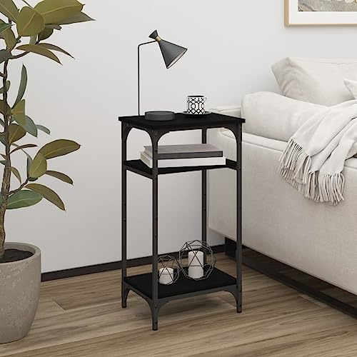 Owoxanthellate Beistelltisch Schwarz 40x30x75 cm, Holzwerkstoff und Stahl, Industrial Design mit verstellbaren Füßen, Couch Beistelltisch klein für Wohnzimmer Schlafzimmer Flur