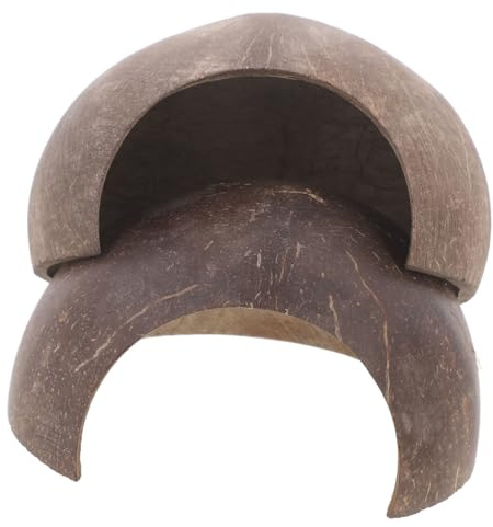 HOOWIFFY Cachette Reptile Coquille de Noix 2 Pièces Abri en Fibre Naturelle pour Terrarium Bernard-L'Hermite et Grenouilles Cornues Décoration Fonctionnelle
