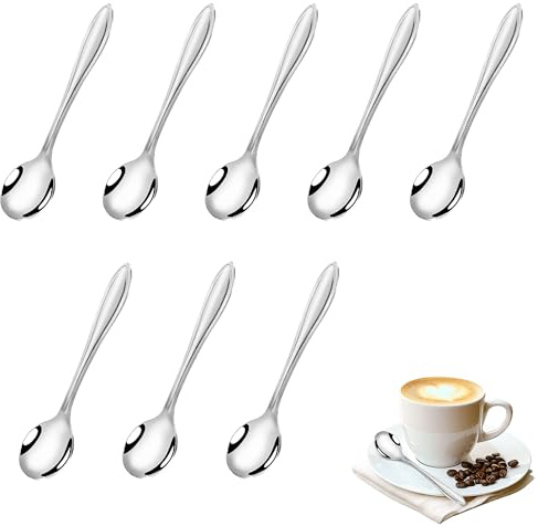 8 Stück Mini Kaffeelöffel Edelstahl, Cute Small Edelstahl Gewürz Löffel, Robuste Espressolöffel und Vielseitige Kleine Löffel für Kaffee Tee und Dessert, Spülmaschinenfest und Modern im Design