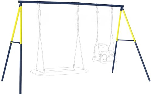 AIYAPLAY Schaukelgestell Stahl Bis 150 kg A-Rahmen 260 x 160 x 178 cm Blau | Schaukelgerüst für Nestschaukel Kinderschaukel Kletterleiter, Outdoor Garten, Ohne Schaukel