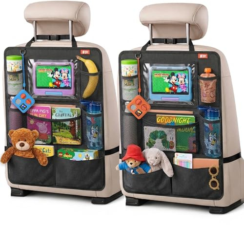 Baby Uma Organizzatore Sedile Auto Bambini Set da 2 | Organizer Sedile Posteriore Auto con Porta Tablet e Tasche | Portaoggetti Sedile Auto | Organizer Schienale Auto | Accessori Auto Bambini