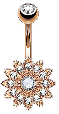 Piercingfaktor Bauchnabel Piercing Chirurgenstahl Kristall Blume