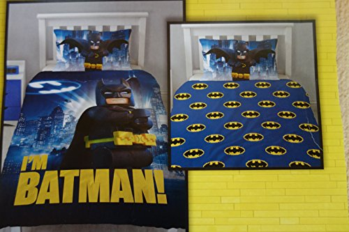 Vespo Group B.V. Lego Batman Bettwäsche, 1 x Kissenbezug 80 x 80 cm und 1 x Bettbezug 135 x 200 cm, 100% Baumwolle mit Reißverschluss