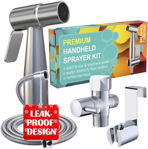 Avabay Premium Hand Held bidet spruzzatore – pannolino Shattaf spruzzatore – igiene – Set doccia ad alta pressione adattato/No fughe – acciaio inox spazzolato cromo detergente per WC – free bonus