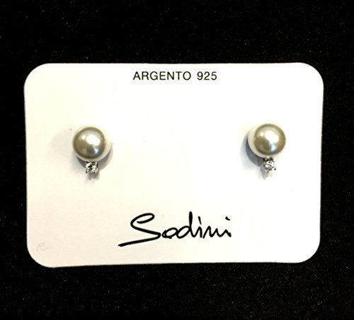 ORECCHINO A PERNO IN ARGENTO 925 CON PERLA PICCOLA E STRASS ART. 290422