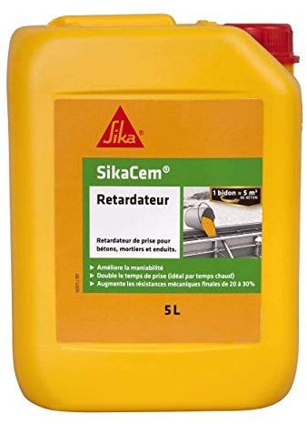 SIKA - Retardateur de Prise pour bétons/mortiers/enduits - SikaCem Retardateur - Améliore la maniabilité - Temps de Prise 2X Plus Long (idéal par Temps Chaud) - Dosage Facile - 5L