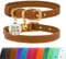 BRONZEDOG Katzenhalsband aus Leder mit Glöckchen, Nicht abreißbar, QR-Tag für Mädchen und Jungen (Hellbraun und Gold, 18-23 cm)