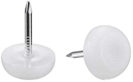 sourcing map 20Stk. Möbelfüße Nagel Stuhl Tischbein Schutz Pad Plastik 12mm Durchmesser Weiß