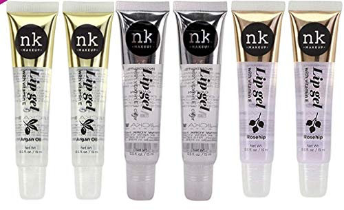(6 Pack) NICKA K Clear Lip Gel (Argan Oil 2pcs & Rosehip 2pcs & Clear 2pcs)
