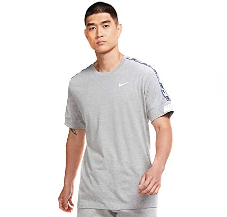 Nike M NSW Repeat T-Shirt SS, DK Grey Heather DK Grey Heather/Black