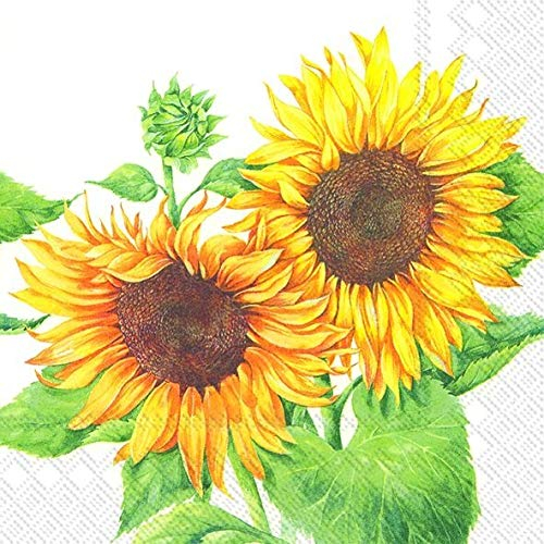 20 Servietten Zwei Sonnenblumen in voller Bl?te | Blumen | Herbst | Tischdeko 33x33cm