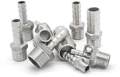 Raccord de tuyau d'arrosage fileté mâle x embout cannelé queue de tuyau connecteur en acier inoxydable BSP