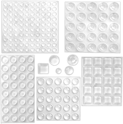 202 Stück transparente selbstklebende Stoßstangen-Pads, rund, kugelförmig, quadratisch, selbstklebend, schalldämpfend, transparente Gummifüße für Schranktüren, Schubladen, Glasplatten, Bilderrahmen