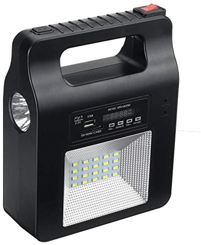 Generador de sistema de energía solar portátil con panel de luz LED Carga USB función de radio FM bluetooth para acampar en casa