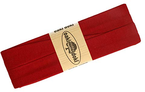Schrägband Jersey 3m Breite 20mm Oaki Doki Tricot de Luxe Einfassband elastisch über 80 Farben, Farbe:blutrot