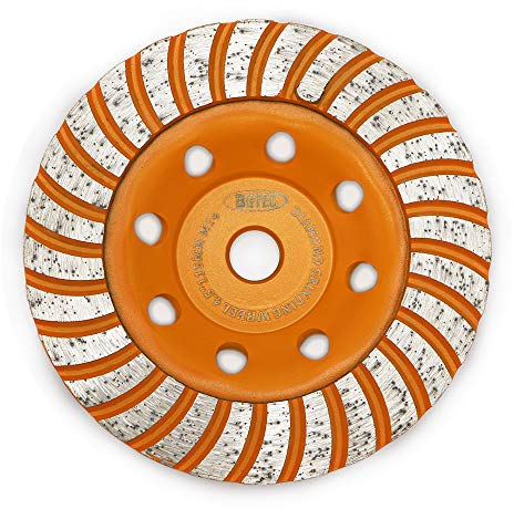 Mola diamantata per superficie a tazza, BGTEC 1 pezzo Disco per smerigliatrice diamantata in cemento Turbo Row da 115 mm con filettatura M14 per smerigliatrice angolare, marmo pietra granito cemento