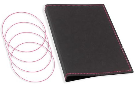 A5, revolutionäres, nachhaltiges X17-Konzept für Notizbuch Personal Organizer und Terminplaner/Hülle für 3 Hefte! Vegan, Deutsches Zellulose-Material, schwarz-magenta, Made in Germany