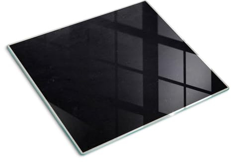 Schneidebretter Glas 60x52 cm Dekorativ für die Küche Hitzebeständig Lebensmittelecht Gehärtetes Glas Rutschfest Silikonfüße Plastikfrei Dünn Glasplatte Antibakteriell - Schwarzes Brett