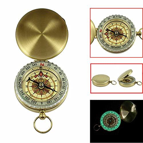 Multibao Classic Portable Pocket Watch Flip-Open Compass Outdoor Navigation Tools for Camping Hiking Boating Gold