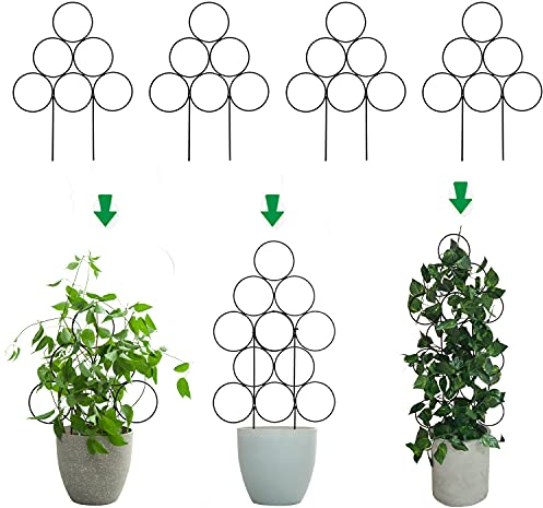 Lot de 4 Petits Treillis d'intérieur pour Plantes en Pot, Treillis empilable de 40 cm pour Plantes grimpantes, Treillis de Plantes d'intérieur pour décorer Les Plantes comme Arbre de Noël, Treillis
