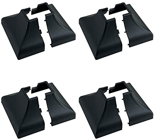 Myard Interlocking Post Cover Skirt Shoe for 1x1 Inch Post with 3.5x3.5 Inches Base Mounting Plate - Fast Install on Feet of Porch, Stair Handrail, Railing, Fence (4-Pack, Black)