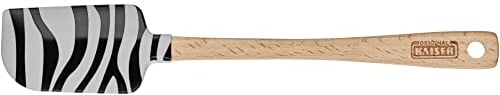 Original Kaiser Go Wild Spatule à pâtes Dough Scraper 23 x 4 cm, 100% silicone, manche en bois, résistant à la chaleur, grattoir en silicone, motif zèbre