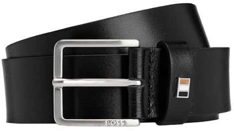 BOSS Herren Ther-Flag-E Sz35 Gürtel aus italienischem Leder mit Signature-Streifen-Detail an der Schlaufe Schwarz001 105