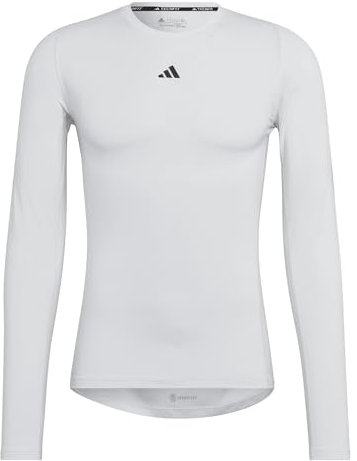 adidas Men's Techfit Training Long Sleeve Tee, White, XXL