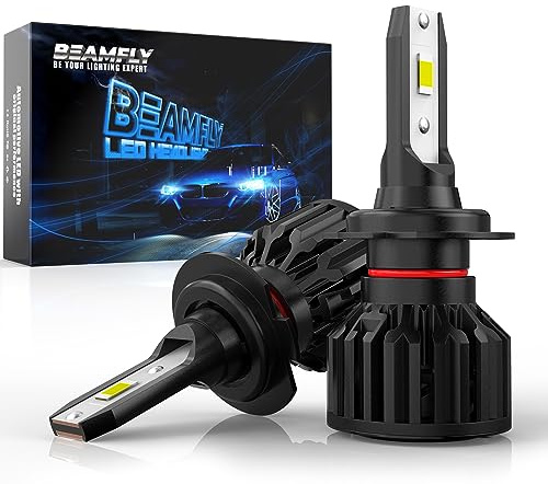 BEAMFLY Lampadine LED H7 16000LM, Kit di Conversione per Fari Alogeni Auto, Luce Abbagliante o Anabbagliante 12V, Lampade 100W Alta Potenza, Nero, 6000K Luci Bianca Forte Fredda