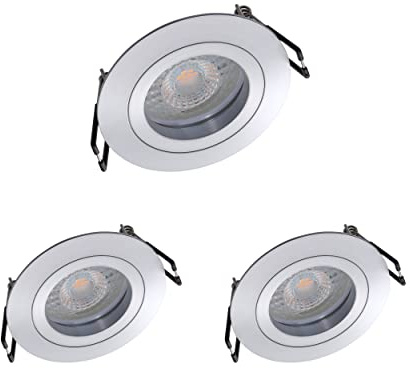 Oktaplex 3er Set Einbaustrahler mit LED Modul Aluminium Lyon 4,8W | 4000K Neutralweiß, 230V, 380lm, 110°, Einbaudurchmesser 68 mm Deckenspots LED Spots Rund