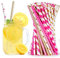 Vicloon Strohhalme Papier, Trinkhalme Papier Biologisch Abbaubare, Heißes Gold+Rosa Papier Trinkhalme Geeignet für Partys, Hochzeiten und Anlässe, Party Strohhalme, 100 PCS