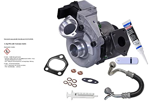 BESTPRICE 1x Turbolader, 1x Ölzulaufleitung, 1x 20g Turbolader Additiv, inkl. Montagesatz, Kompatibel mit BMW 1 (E87), 3 (E90), 3 Touring (E91), 5 (E60), 5 Touring (E61)