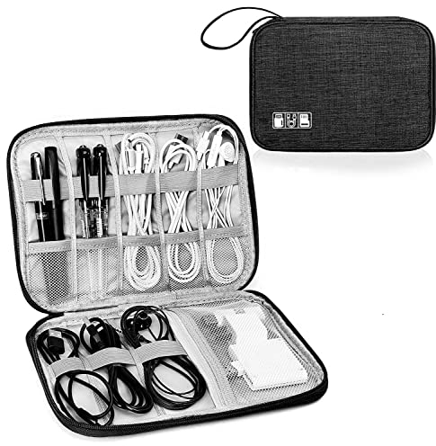 Woodland Cable Bag and Cable Organiser Bag is a Travel Essentials Electronics Travel Organizer for Chargers, Cables, USB Drive, SD Card, Power Bank and Hard Disk with Handle (Black)