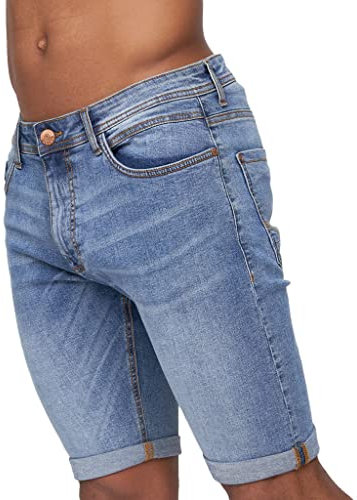 Duck and Cover - Mens Everyday Essential Cotton 'Zeki' Slim Fit Casual Summer Denim Shorts (W30, Stone Wash)