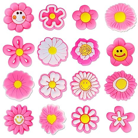AUAUY 16PCS Schuh Charms, Krokodil-anhänger für Kinder, Blumen-anhänger Für Crocs, Schuhanstecker, Schuh-anhänger-zubehör für Crocs-armband, Niedliche Schuhe Dekoration für Mädchen, Jungen, Erwachsene