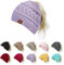 Pukavt 1 & 2er-Pack Pferdeschwanz-Mütze, Wintermütze für Damen, weich, Stretch, Zopfmuster, unordentlicher Dutt, trendiges Geschenk für Frauen, Helles Violett, Medium