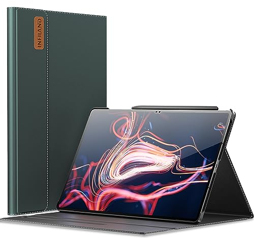 INFILAND Galaxy Tab S10 Ultra/ S9 Ultra Case, Multi-Angle Stand Cover Compatible with Samsung Galaxy Tab S10 Ultra/ S9 Ultra SM-X926/910/916/918 Tablet [Auto Wake/Sleep], Midnight Green