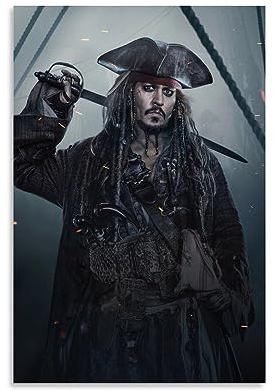 Pirates of the Caribbean Dead Men Tell No Tales Jack Sparrow Poster, Leinwand-Poster, dekoratives Gemälde, Leinwand-Wandposter und Kunstdruck, modernes Familienschlafzimmer-Dekor-Poster, 50 x 75 cm