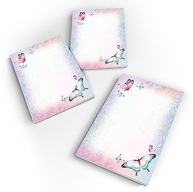 Limonia 10 Mini-Notizblöcke je 25 Blätter DIN A7 Papier Malblock Schmetterling Blumen Mitgebsel Gastgeschenk zum Kindergeburtstag Fest Motto-Party Reise für Teens Mädchen Jungen Kindergarten Schule