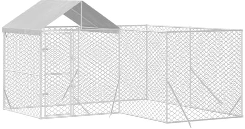 vidaXL Outdoor Hundehütte mit Dach Silber 4x4x2,5m Stahl verzinkt
