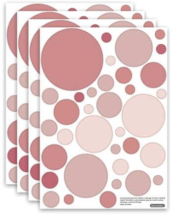 INGJIA Set 120 Stück Wandtattoo für Babyzimmer Aufkleber Sticker Kreis Wandaufkleber Kinderzimmer Punkte Dots Klebepunkte (Altrosa)