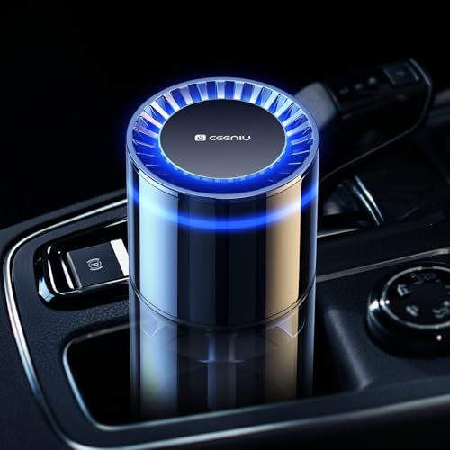 Desodorisant Voiture Ceeniu CF3, 135ml Parfum Naturel, Dure 4-8 Mois, Lumière Ambiante Silencieuse, Concentration Réglable, Auto On/Off, Batterie Intégrée, Car Air Freshener,Vanille velours