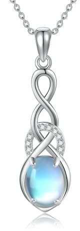 DAYLINLOVE Keltischer Knoten Kette 925 Sterling Silber Mondstein Keltischer Anhänger Halskette Irischer Keltischer Schmuck Geburtstags Geschenke für Damen Mädchen Mutter